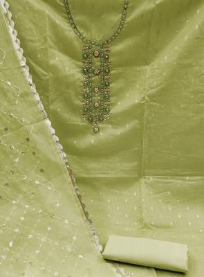 green organza woven dress material 4