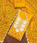 orange chanderi silk embroidered dress material