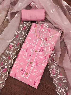 pink chanderi silk embroidered dress material 1