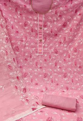 pink chanderi silk embroidered dress material 4