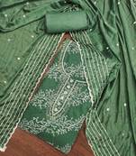 sea green organza embroidered dress material