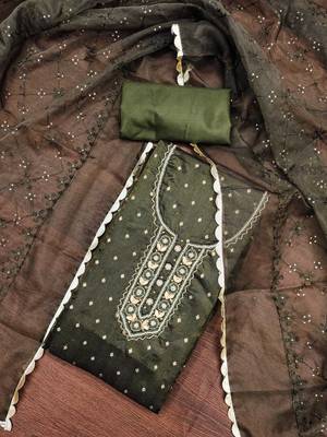 green organza woven dress material 1