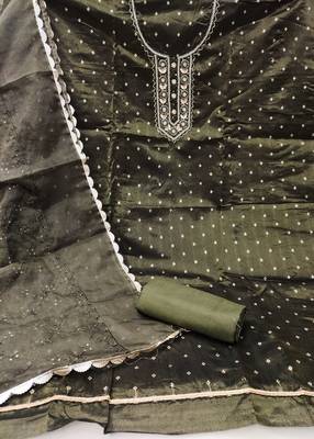 green organza woven dress material 2