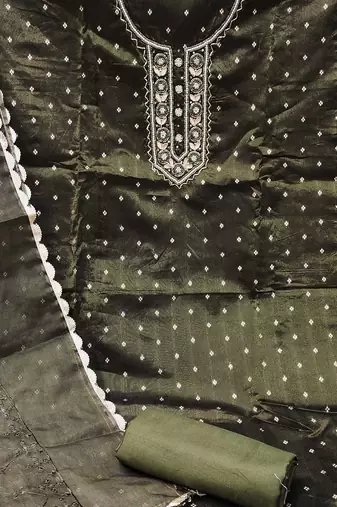 green organza woven dress material