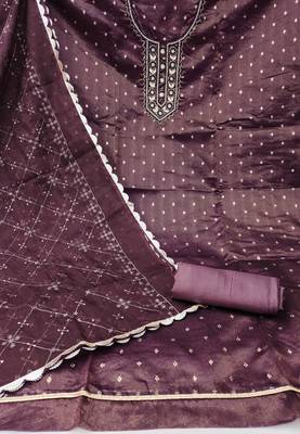 wine organza woven dress material 2