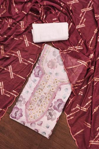 baby pink organza embroidered dress material