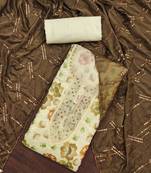 brown organza embroidered dress material