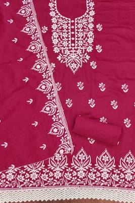 pink cotton embroidered dress material 2