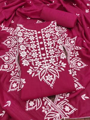 pink cotton embroidered dress material 4