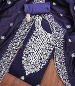 blue cotton embroidered dress material