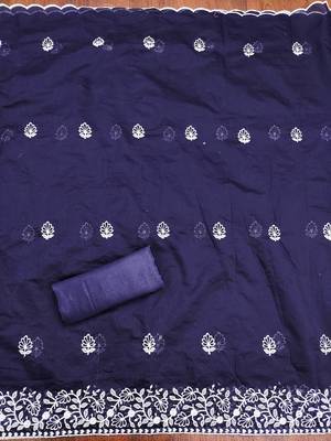 blue cotton embroidered dress material 3