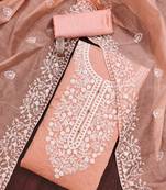 peach cotton embroidered dress material