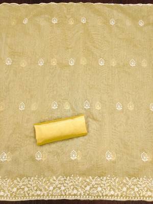 yellow cotton embroidered dress material 3