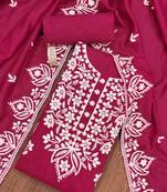 pink cotton embroidered dress material