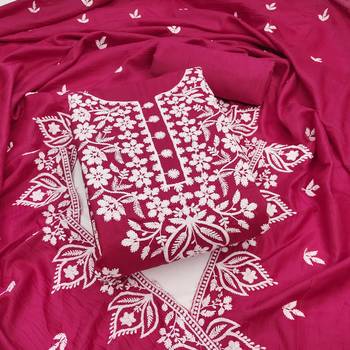 pink cotton embroidered dress material 4