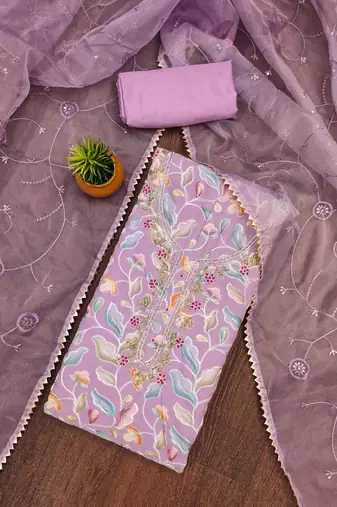 multicolor organza sequins dress material