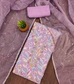 multicolor organza sequins dress material