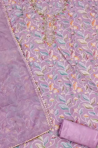 multicolor organza sequins dress material