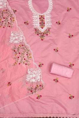 pink cotton embroidered dress material 2