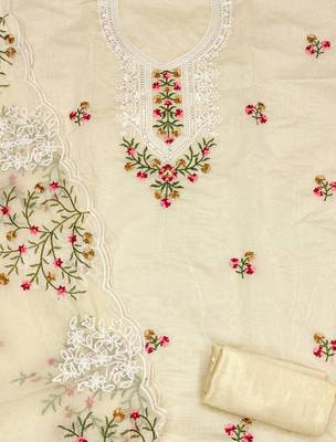 white cotton embroidered dress material 3