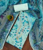 blue organza sequins dress material