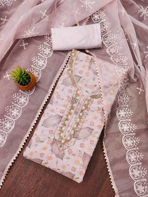 baby pink organza sequins dress material 1