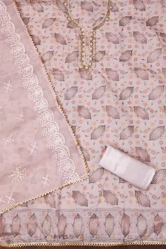 baby pink organza sequins dress material