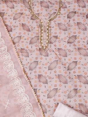 baby pink organza sequins dress material 3