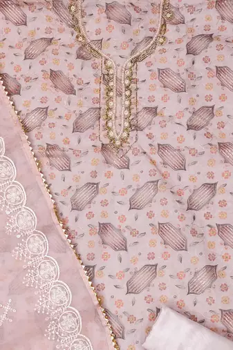 baby pink organza sequins dress material