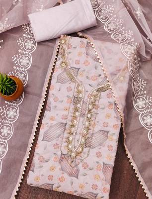 baby pink organza sequins dress material 4
