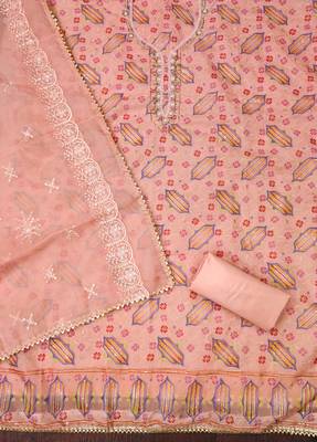 peach organza sequins dress material 2