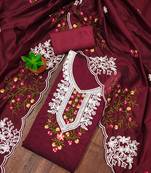 maroon cotton embroidered dress material