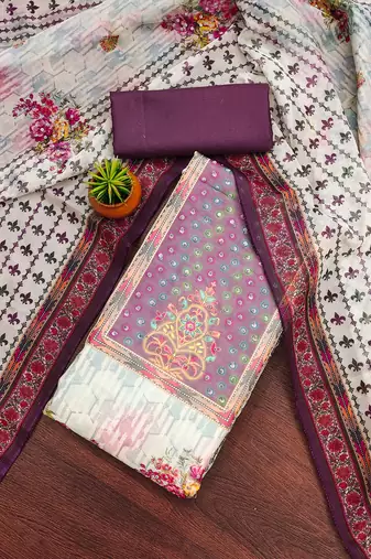 cream organza digital print dress material