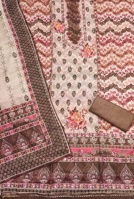 brown organza digital print dress material 2