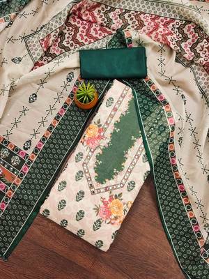 green organza digital print dress material 1