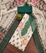 green organza digital print dress material