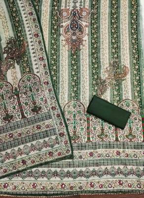 green organza digital print dress material 2