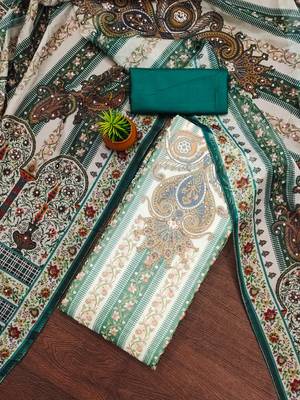 green organza digital print dress material 1