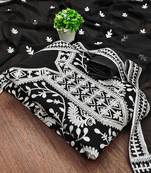black georgette embroidered dress material