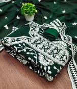 green georgette embroidered dress material