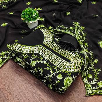 black georgette embroidered dress material 1
