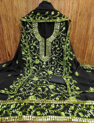 black georgette embroidered dress material 3