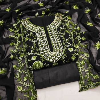 black georgette embroidered dress material 4