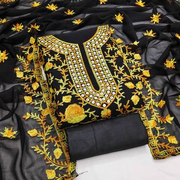 yellow georgette embroidered dress material 4
