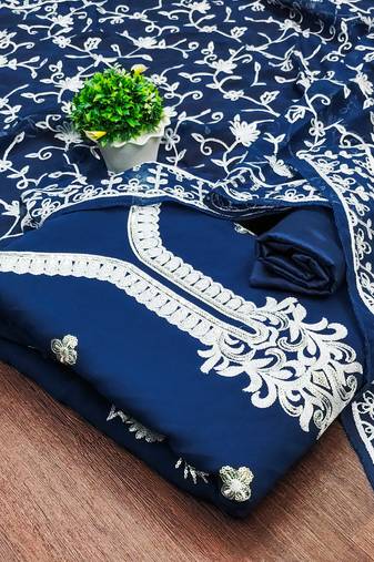 teal blue georgette sequins dress material