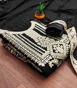 black georgette embroidered dress material