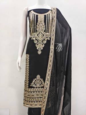 black georgette embroidered dress material 2