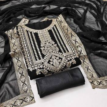 black georgette embroidered dress material 4
