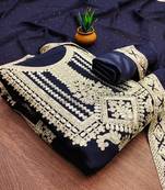 blue georgette embroidered dress material