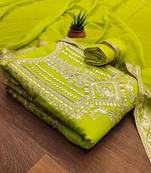 light green georgette embroidered dress material